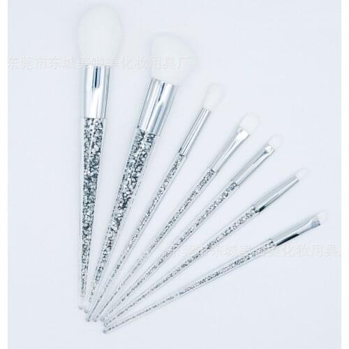 New Arrival 7pcs Sliver Diamond Crystal Makeup Brushes Set Foundation Blending Powder Eye Face Brush Makeup Tool Kit