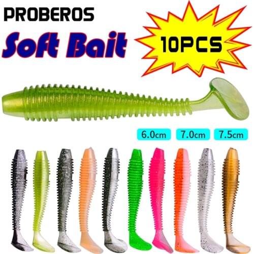 PROBEROS Fishing Soft Lures 60-70-75mm Silicone Shad Baits Swimbait Wobblers Artificial Softbait Lures for Trout Catfish 10Pcs