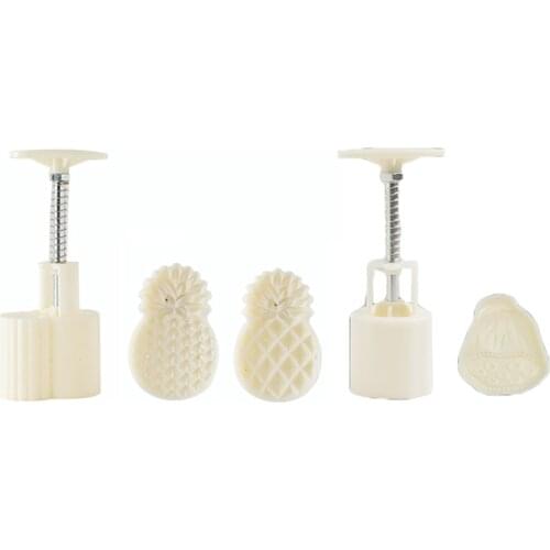Plastic Mooncake Mold 50g Cookie Cutter with Pineapple Lotus Stamp Hand Press Chocolate Moon Cake Mould DIY Bakeware