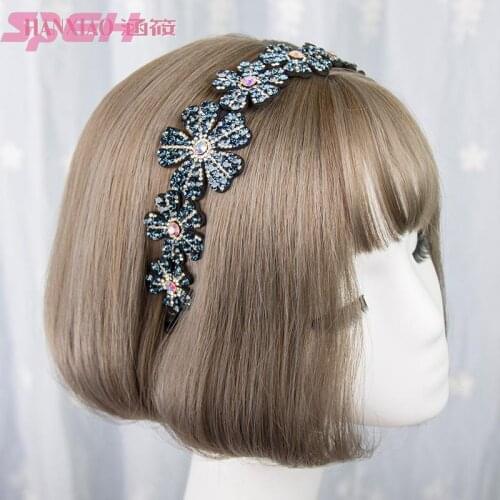 Hairband female Korea Austrian rhinestone wide-brimmed flower headband hair headdress teeth non-slip hairpin hair accessories