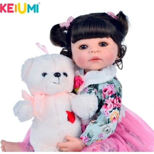Lifelike 55cm Baby Girl Reborn Doll Vinyl Toy Realistic Princess 22'' Full Silicone Reborn Baby Dolls Children Birthday Gift