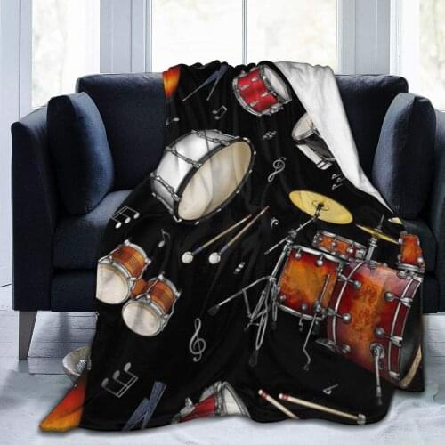 Rock Drum Stand Black Plush Throw Blanket Fleece Bed Blanket for Couch Soft Microfiber Cozy Lightweight Printed All