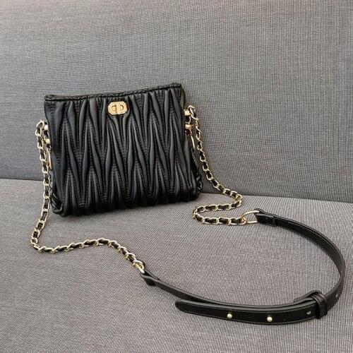 Luxury Fashion Crossbody Bags For Women Shoulder Bag Pleated Pu Leather Handbag Chain Strap Ladies Hand Bags Cross Body