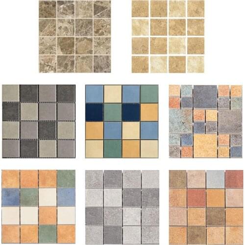 Self Adhesive Mosaic Kitchen Bathroom Wall waterproof Tile Sticker Waterproof PVC Wallpaper Floor Cabinet Home Decoration