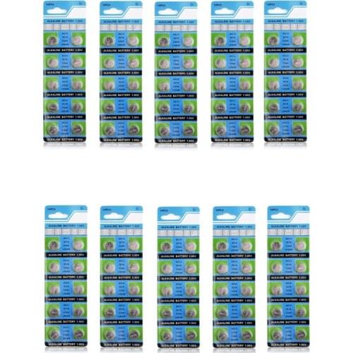 Lot 100pcs AG13 LR44 357 R44 A76 SR1154 LR1154 G13 1.55V Alkaline Battery Button Coin Cell Batteries For Camera Watch Toy Remote