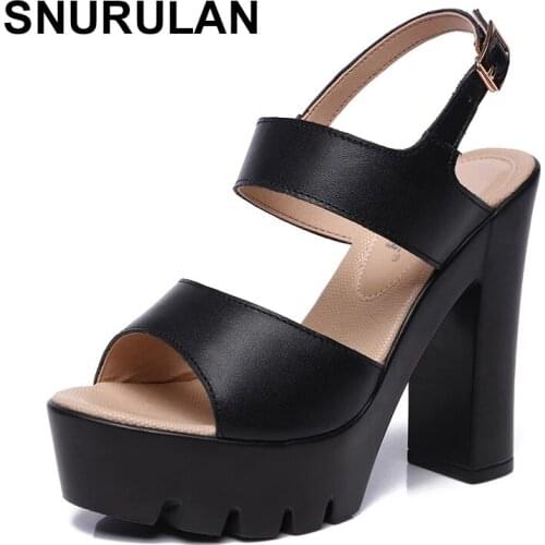 SNURULAN 2021summer sandals thick with large size platform waterproof platform fish mouth super high heel womens shoes