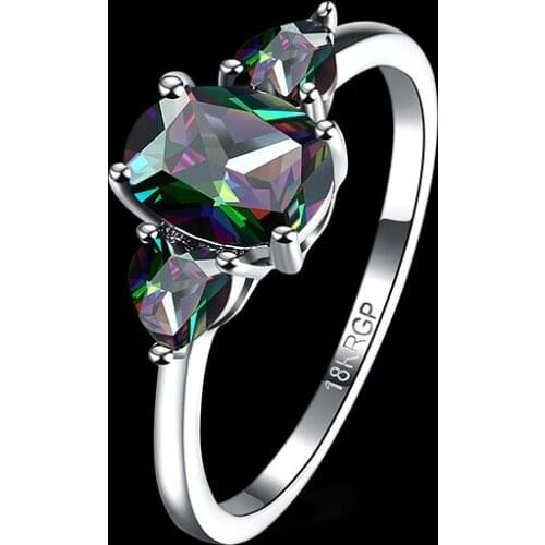 New 1.25ct Egg Shape Coloured Zircon Wedding Rings For Women White Gold Color Two Heart Shape Cubic Zirconia Ring bague LR0875