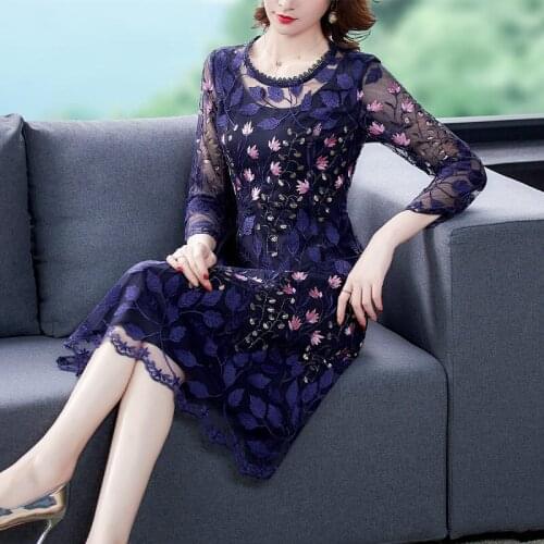 Embroidered Floral Dress Spring Summer New French Fashion Large Size Womens Temperament Korean Clothes Elegant Vestido y1478