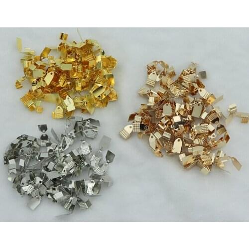 100pcs Silver Gold End Clasps connectors Chain Clip with Leather Cord Crimp Buckle For DIY Jewelry Making Findings Accessories