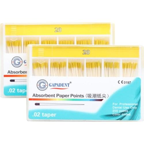 2 Packs Dental Materials Strong Absorption Pure Cotton Fiber Absorbent Paper Points #20 Dentist Products