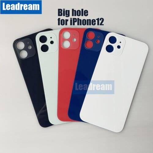 50PCS Big Hole Back Glass battery cover for iPhone 12 Pro MAX 12 mini Back Housing Cover Battery Door Battery Cover