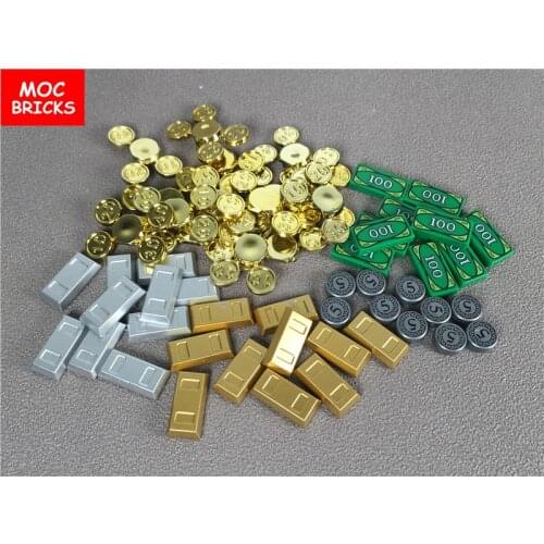50pcs/lot MOC Bricks Gold & Silver Utensil Ingot / Bar fit with 99563 Building blocks DIY bricks Action figure toys for children