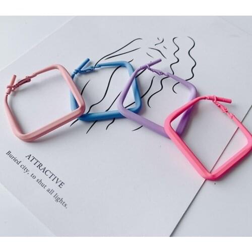 DIY accessories wholesale alloy spray paint color geometric square fashion pendant earrings accessories