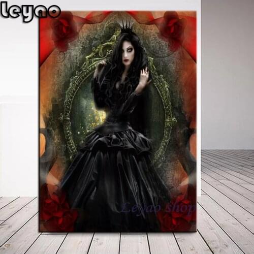 Darkness with Lady Diamond Embroidery Picture Of Rhinestone 5d Diy Diamond Painting Full Square Beads Mosaic Gothic Style Women