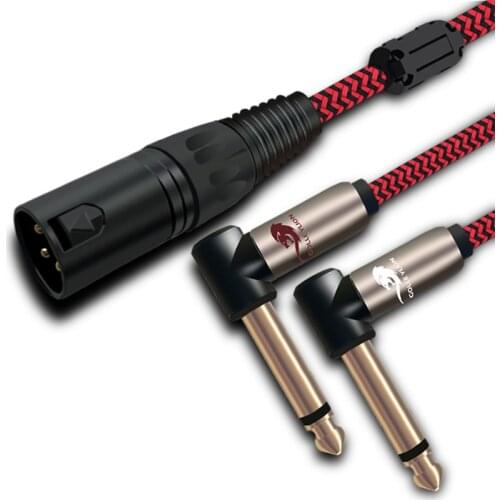 Hifi Audio Cable 3 Pin XLR Split to 2 Angled 6.35mm 1/4" Jack for Mixing Console Amplifier OFC Shielded XLR Cable 1M 2M 3M 5M 8M