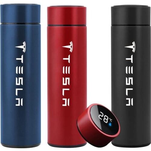 Car Logo thermos Car travel thermos cup Car smart thermos display temperature For Tesla Model S Model 3 Model X Model Y style