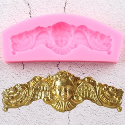 Baroque Relief Angel Border Silicone Molds DIY Cupcake Topper Fondant Cake Decorating Tools Candy Clay Chocolate Gumpaste Moulds
