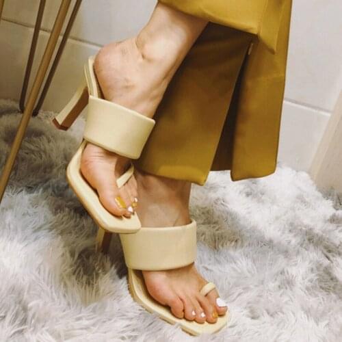 Free shipping summer Slide Women Lady Brown SQUARE Toe Clip Toe Slingback High Heels Shoes Sandals Pumps chunky square heel