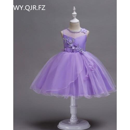 BH700#purple short Irregular hem Flower girl dresses performance party prom dress Wholesale cheap childrens Ball Gown China