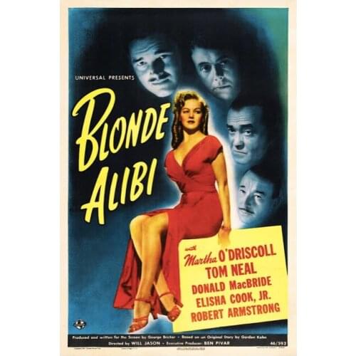 Blonde Alibi Beauty Classic Movie Film Noir Retro Vintage Poster Canvas Painting DIY Wall Paper Home Decor Gift