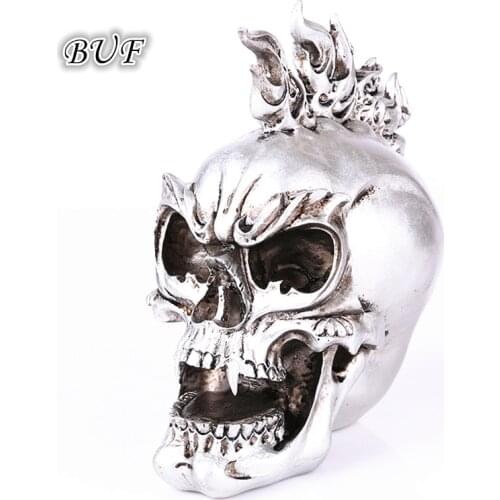 BUF Resin Craft Home Decoration Accessories Halloween Decoration Skull Statues Creative Decoracion Hogar Skull Statue Sculpture