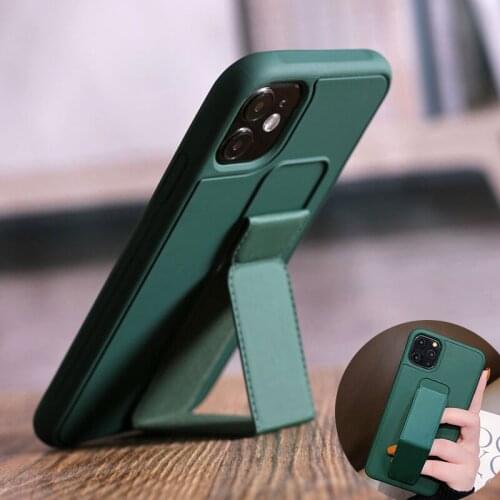 Phone Holder Case For iphone 12pro 12 Mini 11 Pro Max SE X XS Max XR 7 8 plus Matte Candy Color Wrist Strap Hand Band Back Cover