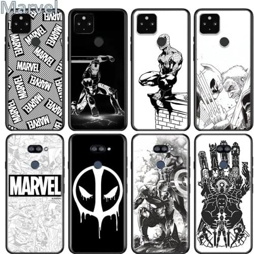 Marvel Black White Comic For Google Pixel 5 5A 4 4A XL Shell For LG Q60 V60 V50 V50S V40 V35 V30 5G Black Soft Phone Case