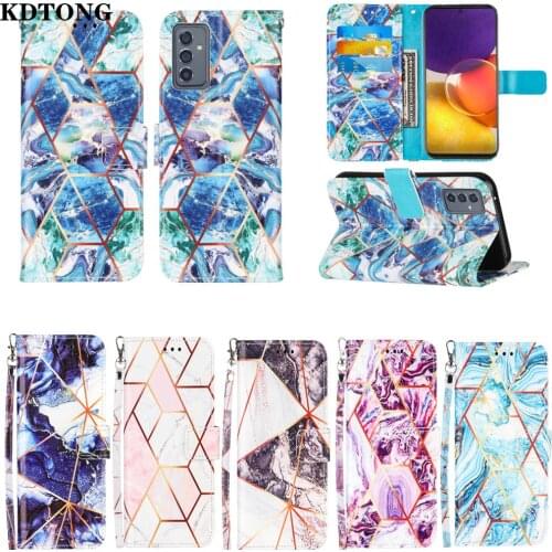 Wallet Phone Case for Samsung Galaxy S21 FE Ultra Plus A82 A72 A52 A42 A22 A32 5G 4G X cover 5 Marble Splic Leather Full Cover
