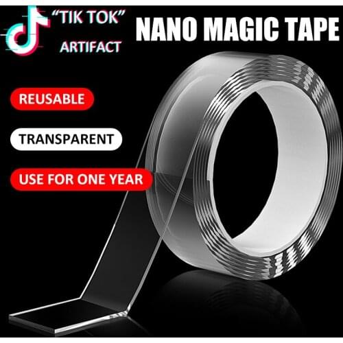 3/5m Nano Traceless Plant Extracts Double-Sided Tape Reusable Removable Sticker Washable Adhesive Loop Disks Tie Glue Gadget New