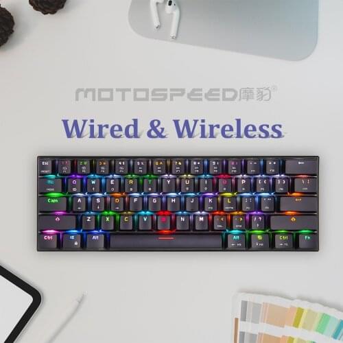 Motospeed CK62 Mini Wireless Bluetooth Mechanical Keyboard Gaming 61 Key Keyboards RGB for Computer Desktop Russian Gamer