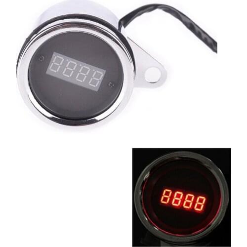 Motorcycle Red LED Light Digital Tachometer Tacho Speedometer Gauge Fit 1/2 Cylinder for Honda/ATV/Kawaki