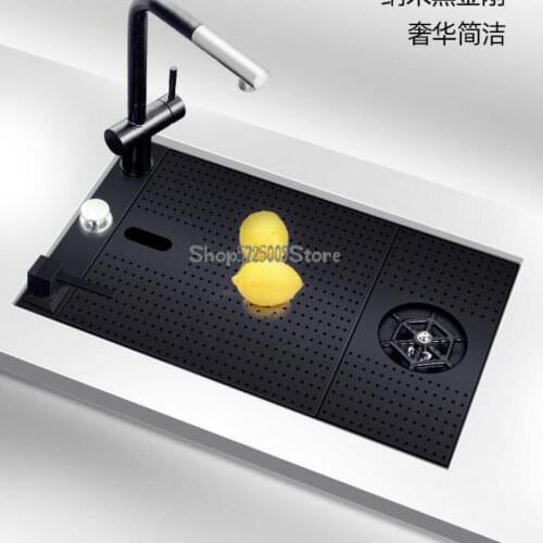 Kitchen Bar Counter Sink With High-pressure Cup Washer Sink Single Sink Drain Vegetable Washing Basin Nano Black Diamond Sink