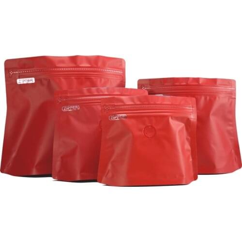 Matte Red Matte Red Bottom Gusseted Aluminum Foil Coffee Bean Package Bag100g/ 150g/ 0.5lb/ 1lb Coffee Bags with Velve 25pcs