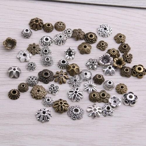 SWEET BELL 120pcs Mix Small Size Random 20-30 Style Two Color Receptacle Hollow DIY Spaced Jewelry Accessories Charms For Jewelr
