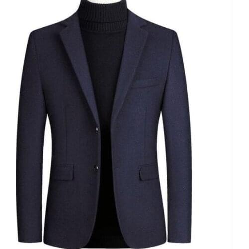 Hot Sale Autumn Long Wool Coat Men Fashion Turn-down Collar Wool Blend Double Breasted Pea Coat Jacket Men Brand Overcoats J-M7