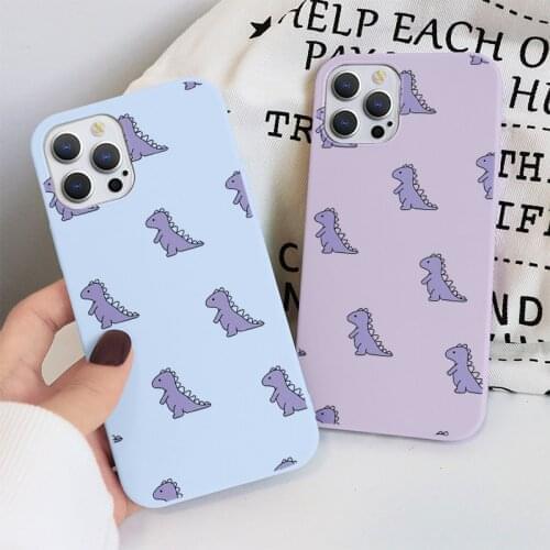 Cute Animal Dinosaur Coque For iPhone 11 12 Pro XS Max Mini X XR Funda For iPhone 7 8 6 6S Plus 5 5S SE2 Silicone Soft TPU Case