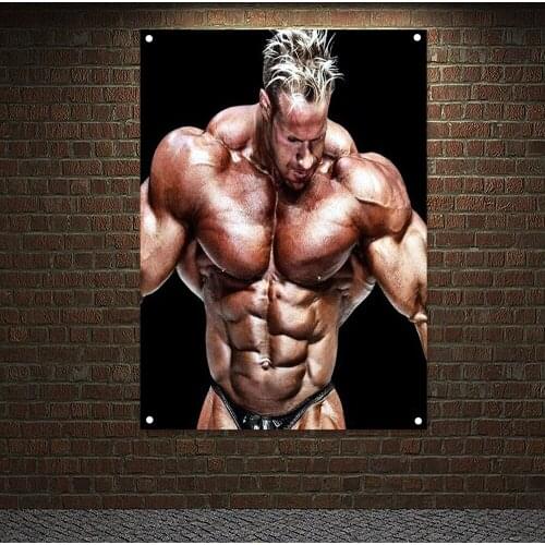 Muscular Hunk Tapestry Wall Art Gym Decoration Banners Wall Hanging Sports Training Ground Fitness Inspirational Workout Poster