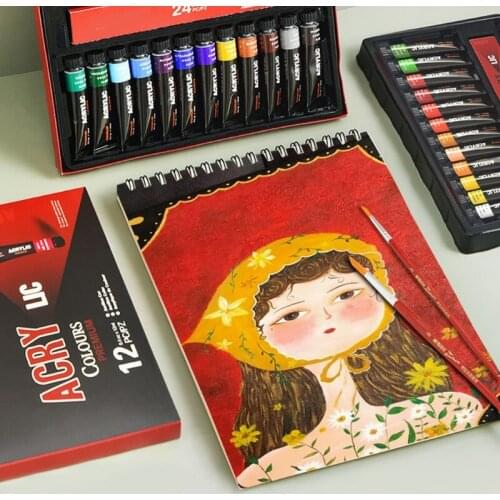 Acrylic Paint Set 24 Color 12ml Non-Toxic Acrylic Paints Perfect for Canvas Painting Rock Wood for Kids Adults Artists