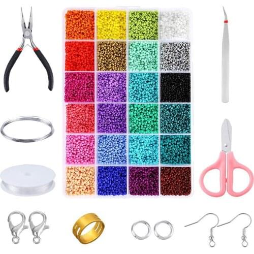 2 3 4mm Glass Miyuki Beads Set/Open Jump Ring/Lobster Clasp/Tweezers Czech Crystal Seed Bead Box For DIY Bracelet Jewelry Making