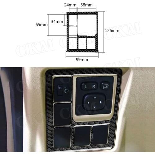 Carbon Fiber Car Headlight Lamp Switch Button Trim Frame Decorative Cover Sticker For Toyota Land Cruiser Prado 2014-2017