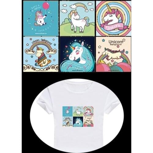 Fine Unicorn Patch Iron On Clothes Heat Press Stickers for Families Lovely Unicorns Transfer Patches DIY Appliques Decoration