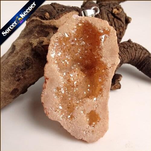 Irregular Natural Stone Pendulum Gold Plating Rainbow Crystal Druzy Pendants Sparkling Charms Necklace For Jewelry Making YS938