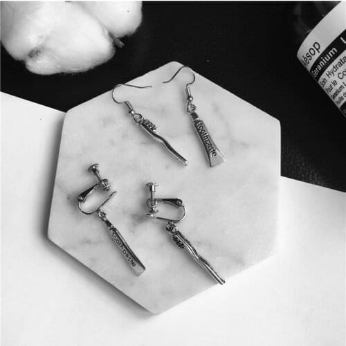 Mismatch toothbrush earrings teeth earrings, handmade earrings, dental student graduation gift, peculiar jewelry