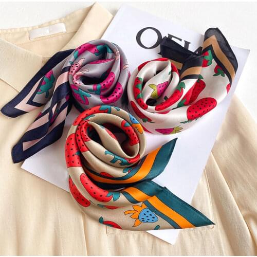 New 2020 Fashion Neck Scarf Women 100% Pure Silk Square Scarves Neckerchief Hair Foulard Bandana Brand Headband Hijab Poncho