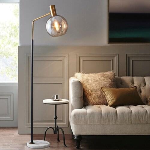 Simple and modern LED floor lamp living room bedroom study glass lamp black gold white metal marble floor lamp 2021 new shipping
