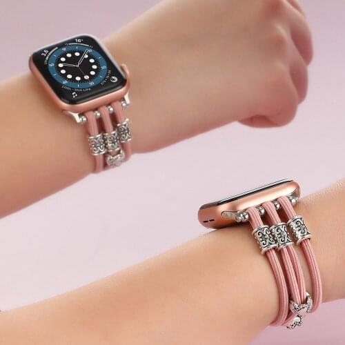 Elastic Solo Loop Watchband For Apple Watch Series se 6 5 4 3 Watch Strap Jewelry Wrist Bracelet For Apple Watch 44MM 40MM 42MM