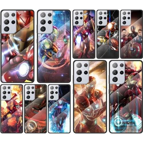 Ron Man Cool Marvel for Samsung Galaxy S21 Ultra Plus A72 A52 4G 5G M51 M31 M21 Luxury Tempered Glass Phone Case Cover