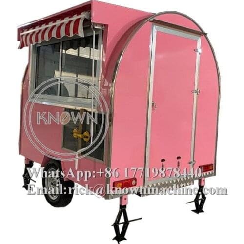 Pink Color Catering Cart Mobile Street Food trailer/hot dog/ Ice Cream/ Snack Carts With Free Shipping By Sea