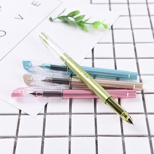 1PC Kawaii Candy Color Plastic Calligraphy Fountain Ink Pen For Writing Gift Random Color