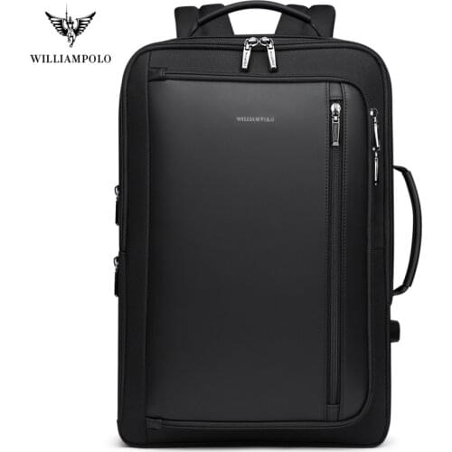 WILLIAMPOLO men Luxury backpack Multifunctional Waterproof travel Business anti theft backpack USB Charge Travel notebook Bag